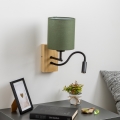 Brilagi - LED Lankstus sieninis šviestuvas NUBILA WOOD 1xE27/25W/230V + LED/3W ąžuolas/žalia