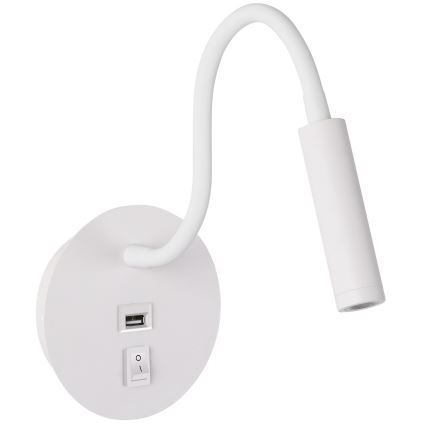Brilagi - LED lanksti sieninė lempa su USB prievadu MAYA LED/3W/230V 4000K balta