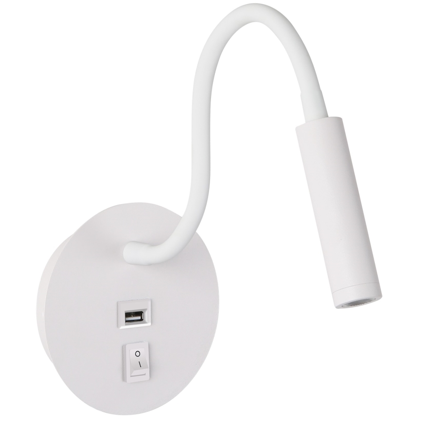 Brilagi - LED lanksti sieninė lempa su USB prievadu MAYA LED/3W/230V 4000K balta