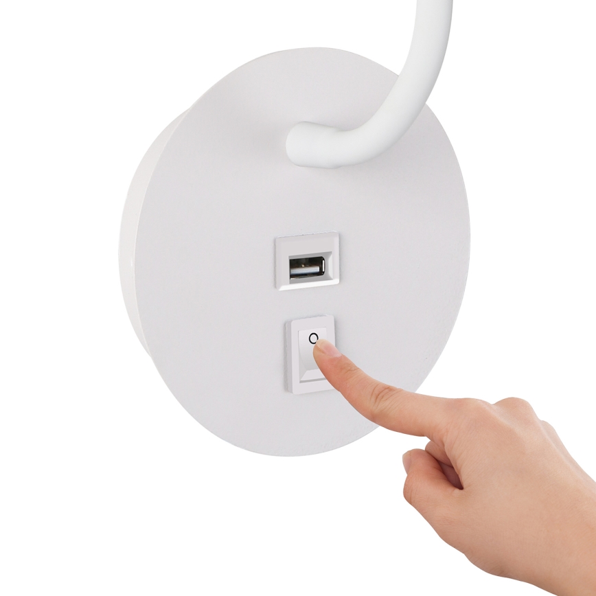 Brilagi - LED lanksti sieninė lempa su USB prievadu MAYA LED/3W/230V 4000K balta