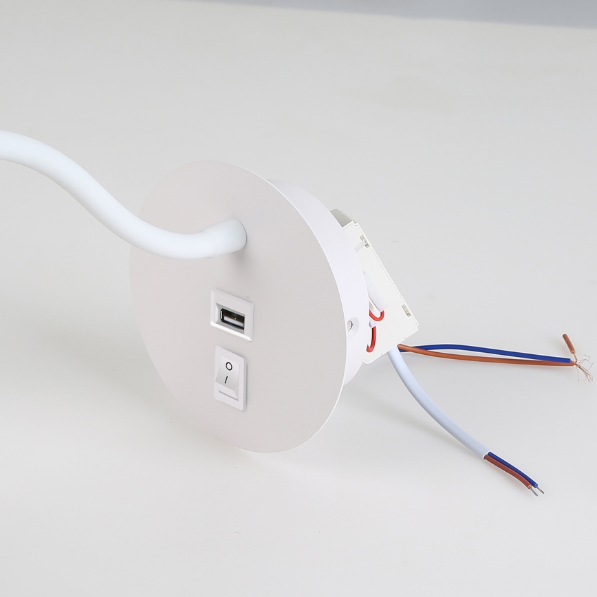 Brilagi - LED lanksti sieninė lempa su USB prievadu MAYA LED/3W/230V 4000K balta