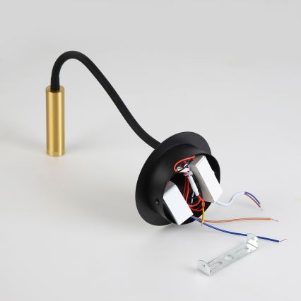 Brilagi - LED lanksti sieninė lempa su USB prievadu MAYA LED/3W/230V 4000K juoda/auksinė