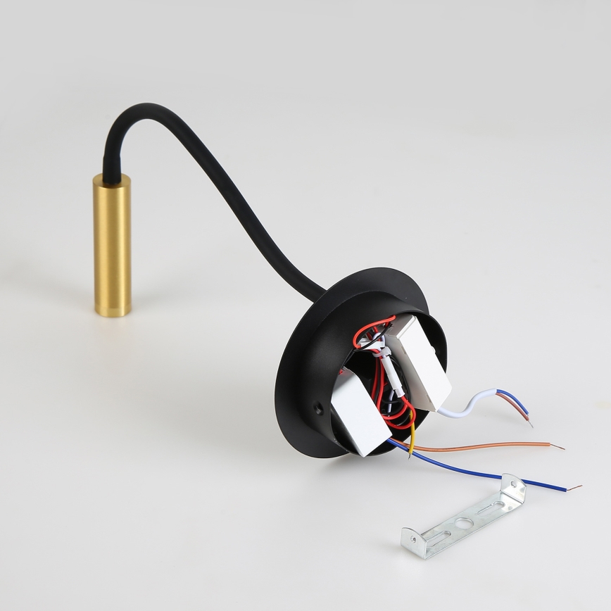 Brilagi - LED lanksti sieninė lempa su USB prievadu MAYA LED/3W/230V 4000K juoda/auksinė