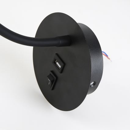 Brilagi - LED lanksti sieninė lempa su USB prievadu MAYA LED/3W/230V 4000K juoda