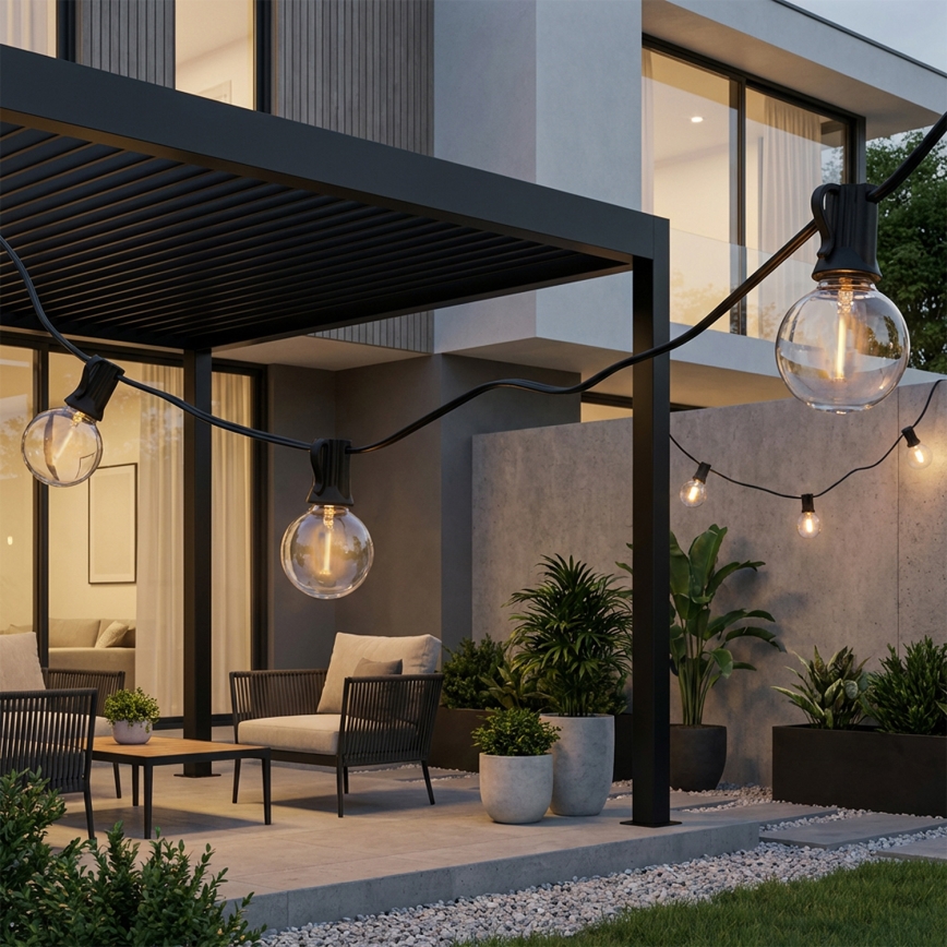 Brilagi - LED lauko dekoratyvinė girlianda GIRLANDA 25xE12/0,36W/24V 20m juoda IP44 šiltai balta