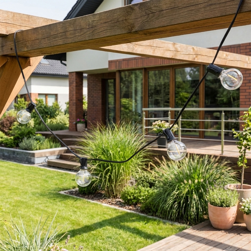 Brilagi - LED lauko dekoratyvinė girlianda GIRLANDA 25xE12/0,36W/24V 20m juoda IP44 šiltai balta