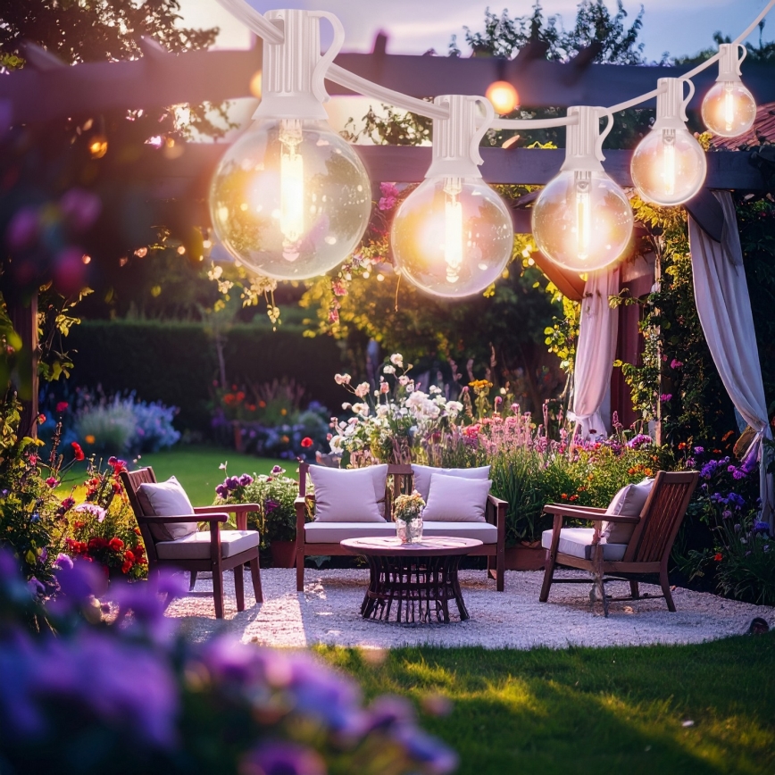 Brilagi - LED Lauko dekoratyvinė girlianda GIRLANDA 10xE12/0,6W/230V 8m balta IP44 šiltai balta