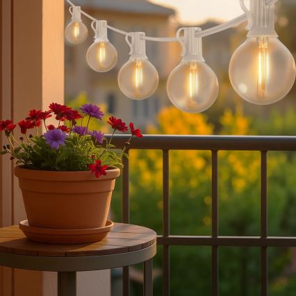 Brilagi - LED Lauko dekoratyvinė girlianda GIRLANDA 10xE12/0,6W/230V 8m balta IP44 šiltai balta