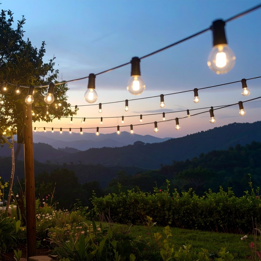 Brilagi - LED lauko dekoratyvinė girlianda GIRLANDA 10xE12/0,6W/230V 8m juoda IP44 šiltai balta