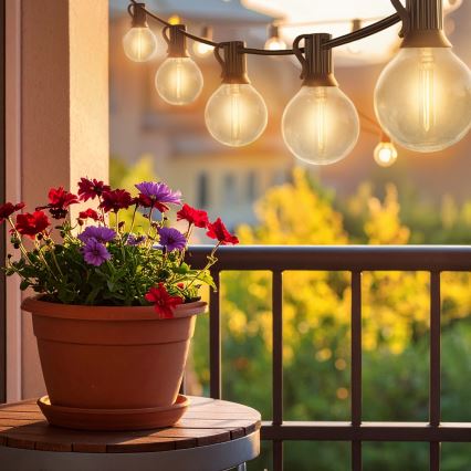 Brilagi - LED lauko dekoratyvinė girlianda GIRLANDA 10xE12/0,6W/230V 8m juoda IP44 šiltai balta