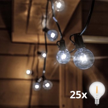 BRILAGI - LED lauko dekoratyvinė girlianda GIRLANDA 25xE12/0,8W/230V 20m IP44 šalta balta
