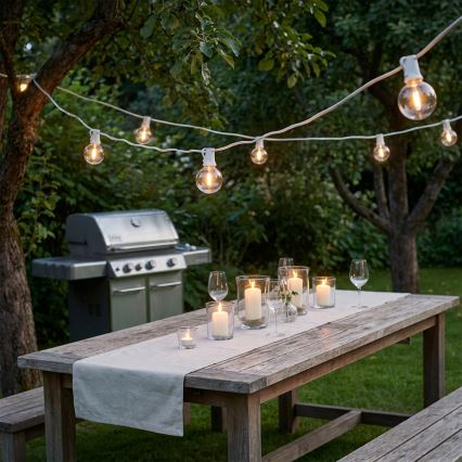 Brilagi - LED lauko dekoratyvinė girlianda GIRLANDA 25xE12/0,8W/230V 20m balta IP44 šilta balta