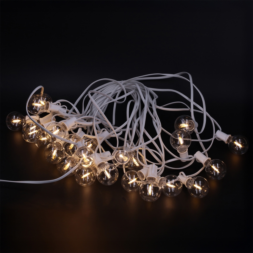 Brilagi - LED lauko dekoratyvinė girlianda GIRLANDA 25xE12/0,8W/230V 20m balta IP44 šilta balta