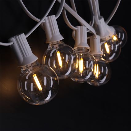Brilagi - LED lauko dekoratyvinė girlianda GIRLANDA 25xE12/0,8W/230V 20m balta IP44 šilta balta