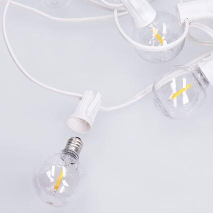 Brilagi - LED lauko dekoratyvinė girlianda GIRLANDA 25xE12/0,8W/230V 20m balta IP44 šilta balta