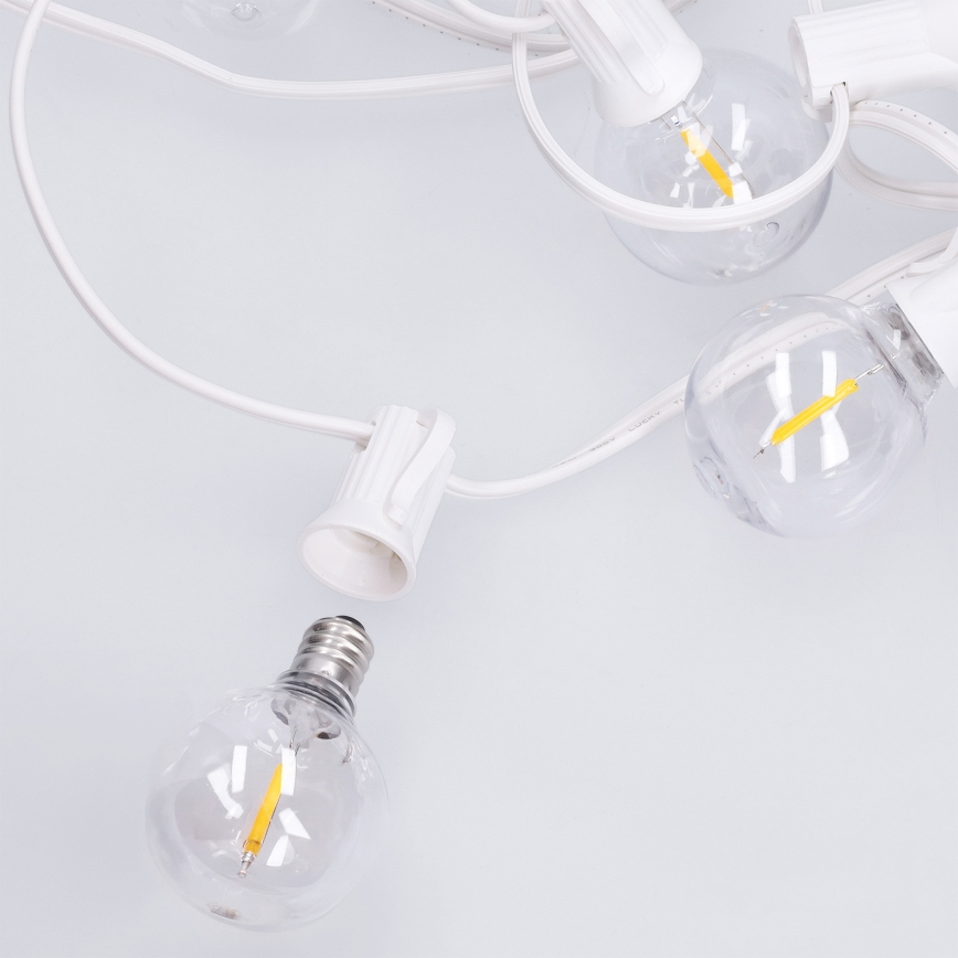 Brilagi - LED lauko dekoratyvinė girlianda GIRLANDA 25xE12/0,8W/230V 20m balta IP44 šilta balta