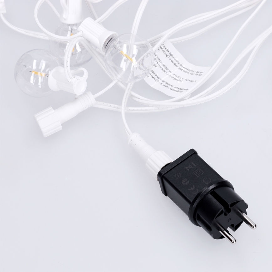 Brilagi - LED lauko dekoratyvinė girlianda GIRLANDA 25xE12/0,8W/230V 20m balta IP44 šilta balta
