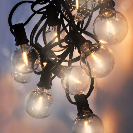 Brilagi - LED lauko dekoratyvinė girlianda GIRLANDA 25xE12/0,36W/24V 20m juoda IP44 šiltai balta
