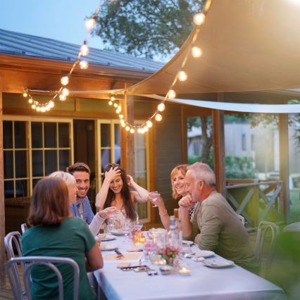 Brilagi - LED lauko dekoratyvinė girlianda GIRLANDA 25xE12/0,8W/230V 20m balta IP44 šiltai balta
