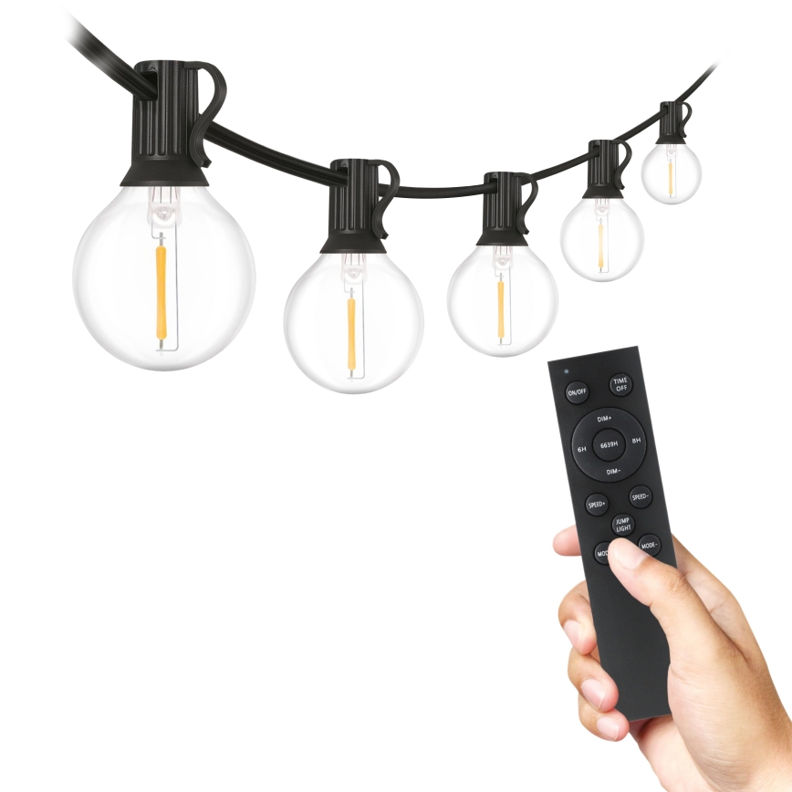 Brilagi - LED lauko dekoracinė girlianda GIRLANDA 25xE12/0,6W/230V 20m juoda IP44 šiltai balta + su nuotolinio valdymo pultu