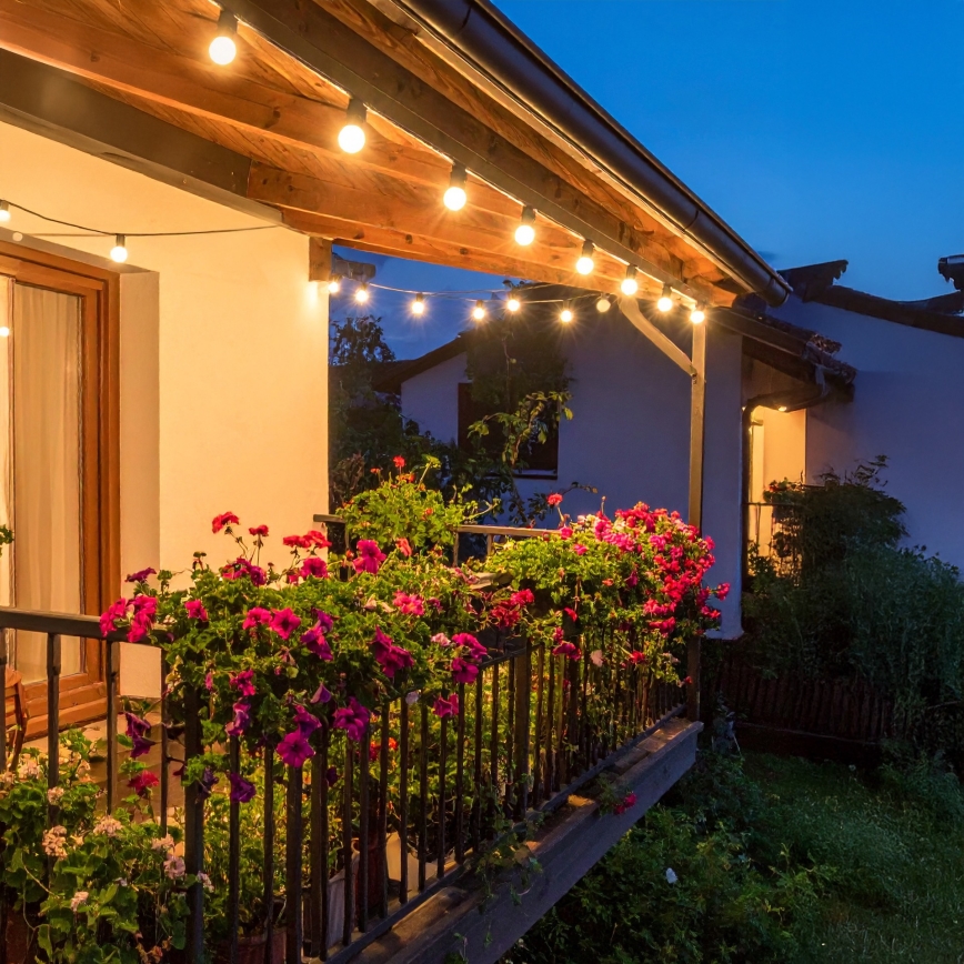 Brilagi - LED lauko dekoracinė girlianda GIRLANDA 25xE12/0,6W/230V 20m juoda IP44 šiltai balta + su nuotolinio valdymo pultu