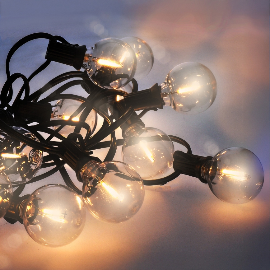 Brilagi - LED lauko dekoracinė girlianda GIRLANDA 25xE12/0,6W/230V 20m juoda IP44 šiltai balta + su nuotolinio valdymo pultu