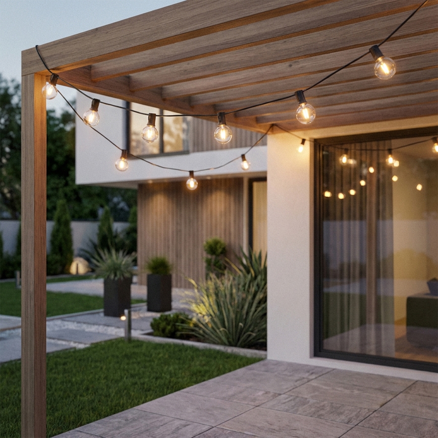 Brilagi - LED lauko dekoratyvinė girlianda GIRLANDA 25xE12/0,6W/230V 20m juoda IP44 šilta balta + su nuotoliniu valdymu