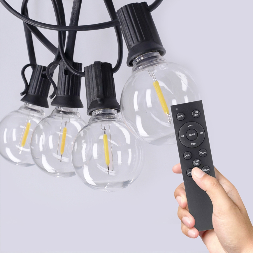 Brilagi - LED lauko dekoratyvinė girlianda GIRLANDA 25xE12/0,6W/230V 20m juoda IP44 šilta balta + su nuotoliniu valdymu
