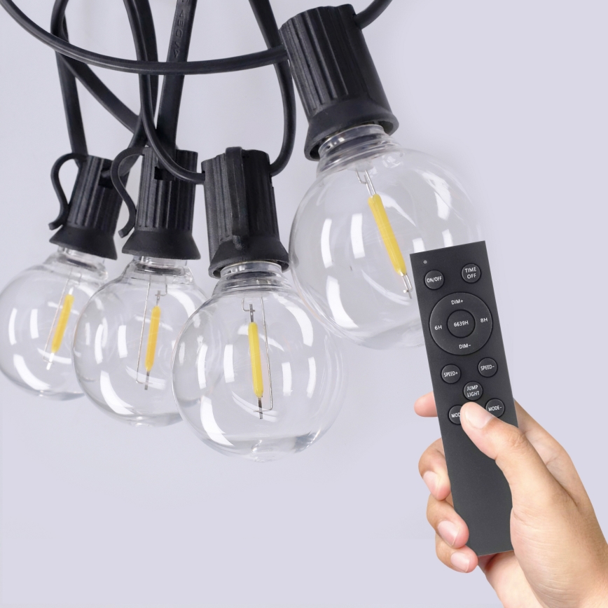 Brilagi - LED lauko dekoratyvinė girlianda GIRLANDA 25xE12/0,6W/230V 20m juoda IP44 šilta balta + su nuotoliniu valdymu