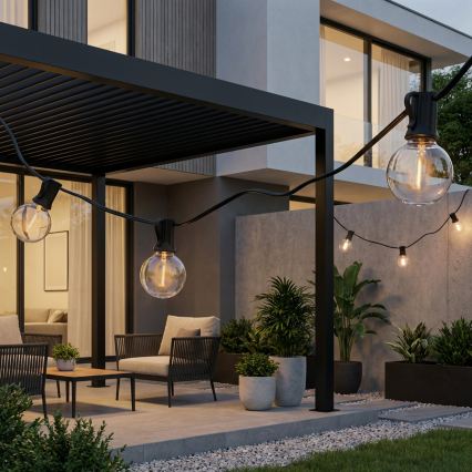 Brilagi - LED lauko dekoratyvinė girlianda GIRLANDA 25xE12/0,6W/230V 20m juoda IP44 šilta balta + nuotolinis valdymas
