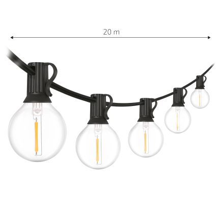 Brilagi - LED lauko dekoratyvinė girlianda GIRLANDA 25xE12/0,6W/230V 20m juoda IP44 šilta balta + nuotolinis valdymas