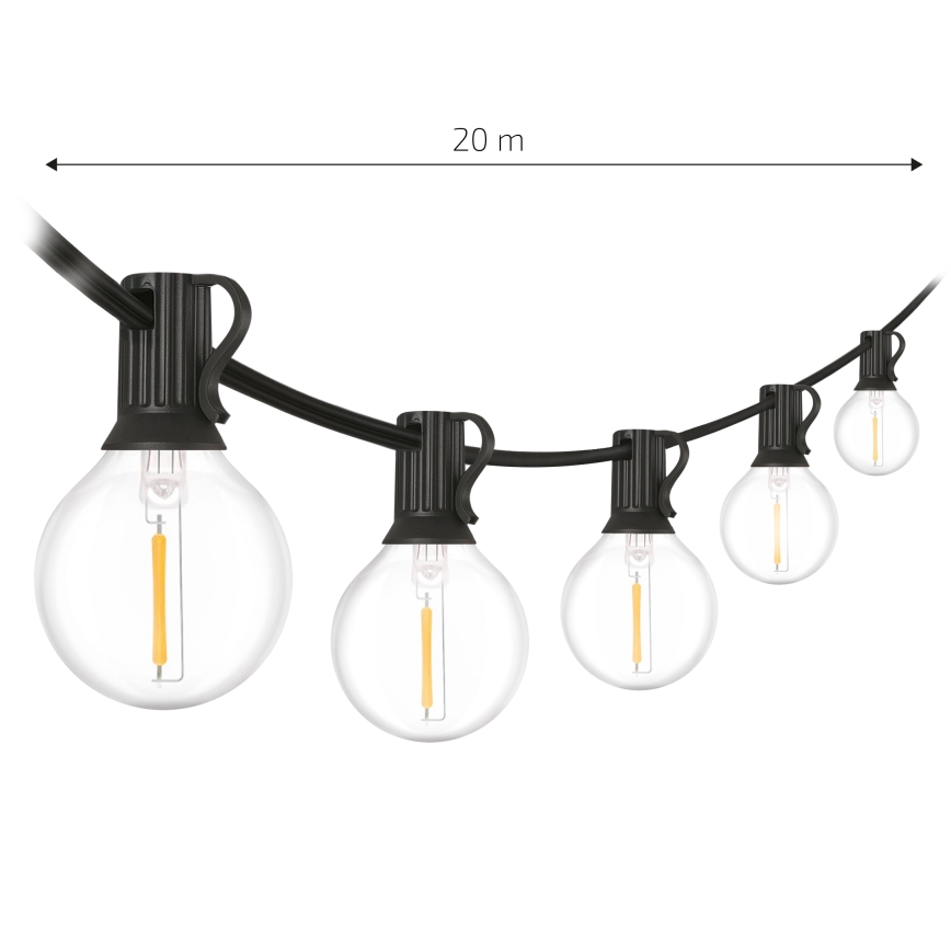Brilagi - LED lauko dekoratyvinė girlianda GIRLANDA 25xE12/0,6W/230V 20m juoda IP44 šilta balta + nuotolinis valdymas