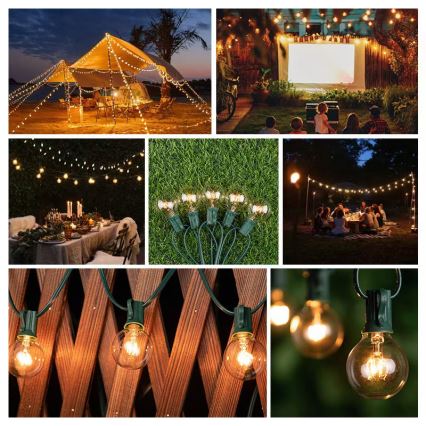 Brilagi - LED lauko dekoratyvinė girlianda GIRLANDA 25xE12/0,8W/230V 20m žalia IP44 šiltai balta