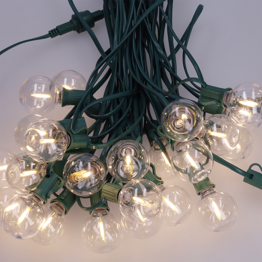 Brilagi - LED lauko dekoratyvinė girlianda GIRLANDA 25xE12/0,8W/230V 20m žalia IP44 šiltai balta