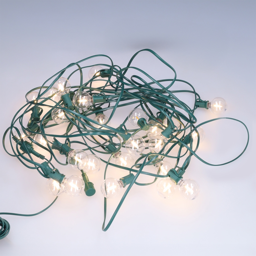 Brilagi - LED lauko dekoratyvinė girlianda GIRLANDA 25xE12/0,8W/230V 20m žalia IP44 šiltai balta