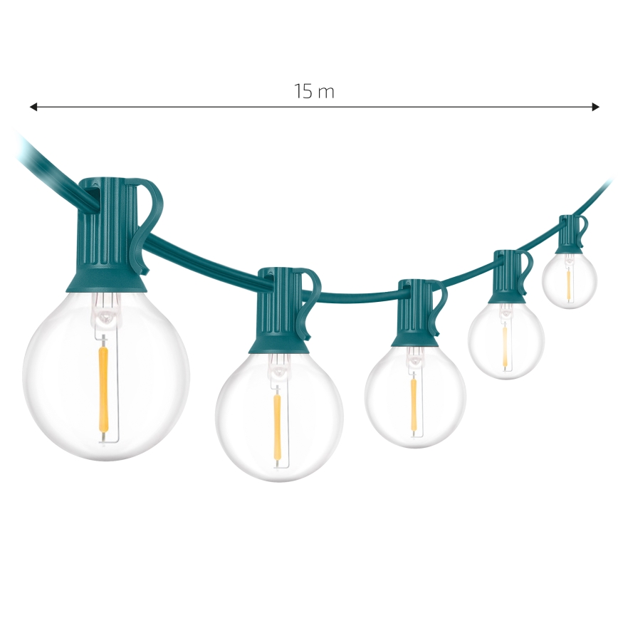 Brilagi - LED lauko dekoratyvinė girlianda GIRLANDA 25xE12/0,8W/230V 20m žalia IP44 šiltai balta