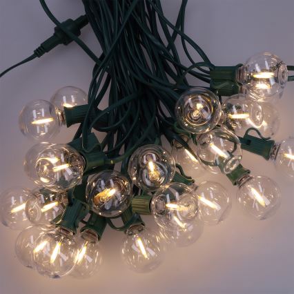 Brilagi - LED lauko dekoratyvinė girlianda GIRLANDA 25xE12/0,8W/230V 20m žalia IP44 šiltai balta