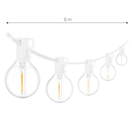 BRILAGI - LED Lauko dekoracinė girlianda GIRLANDA 10xE12/0,6W/230V 8m balta IP44 šiltai balta