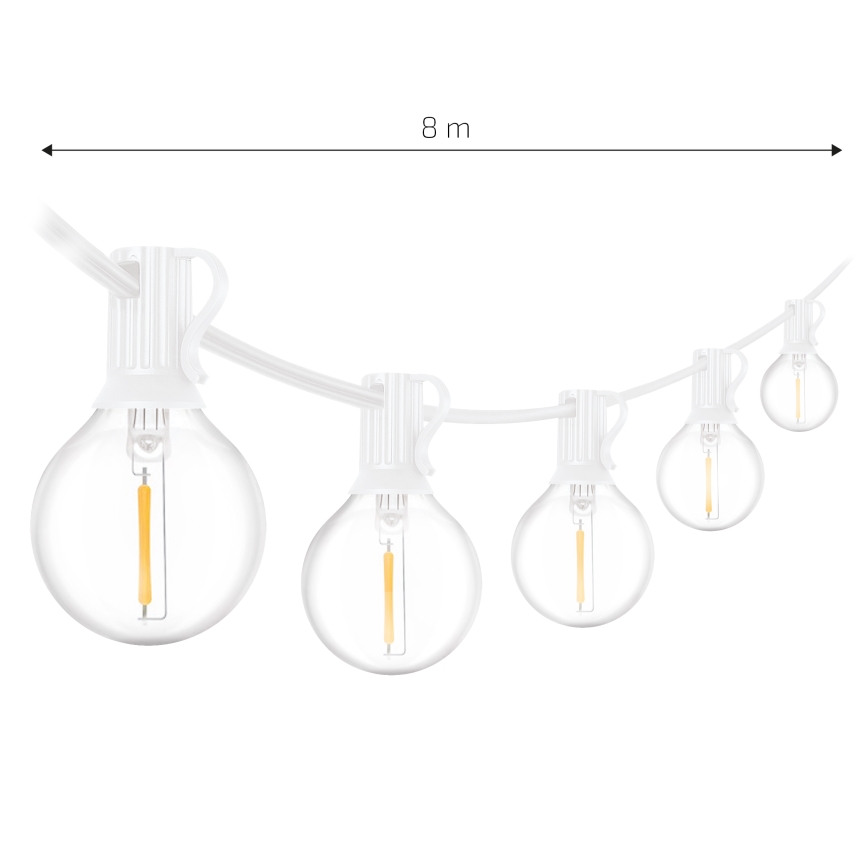 BRILAGI - LED Lauko dekoracinė girlianda GIRLANDA 10xE12/0,6W/230V 8m balta IP44 šiltai balta