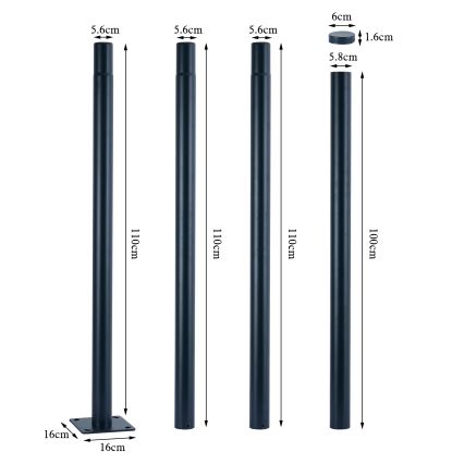 Brilagi - LED lauko gatvės šviestuvas su 4 m aukščio stulpu URBANSPARK LED/120W/230V antracitas IP65