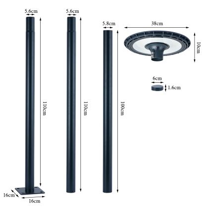 Brilagi - LED lauko gatvės šviestuvas URBANSPARK LED/120W/230V antracitas IP65