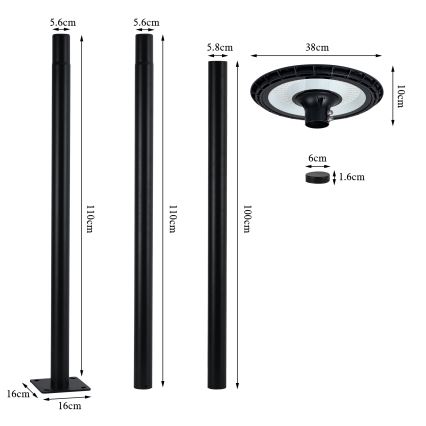Brilagi - LED Lauko gatvės šviestuvas URBANSPARK LED/120W/230V juodas IP65