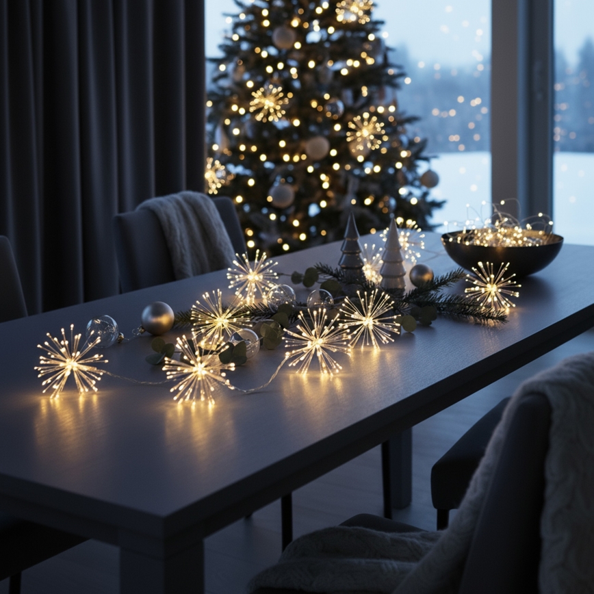 Brilagi - LED lauko girlianda 150 LED, 5 m, IP44, šiltai balta, fejerverkų efektas