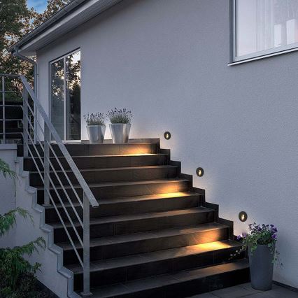 Brilagi - LED lauko įleidžiamas šviestuvas STAIRDOT LED/2W/230V juodas IP65 apvalus