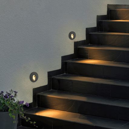 Brilagi - LED lauko įleidžiamas šviestuvas STAIRDOT LED/2W/230V juodas IP65 apvalus