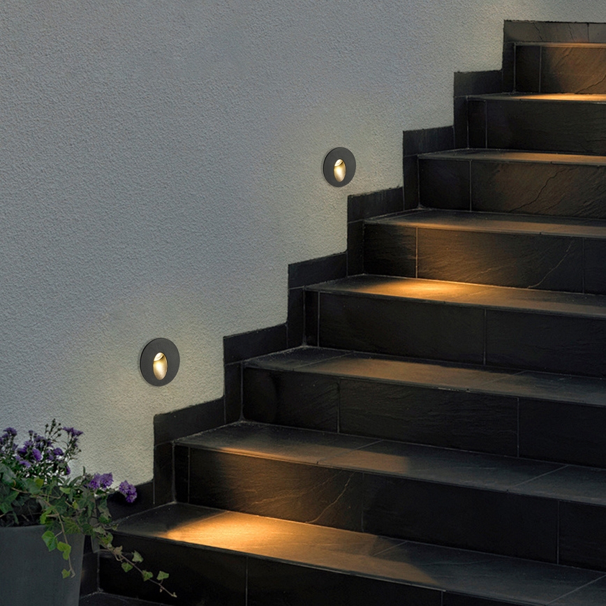 Brilagi - LED lauko įleidžiamas šviestuvas STAIRDOT LED/2W/230V juodas IP65 apvalus