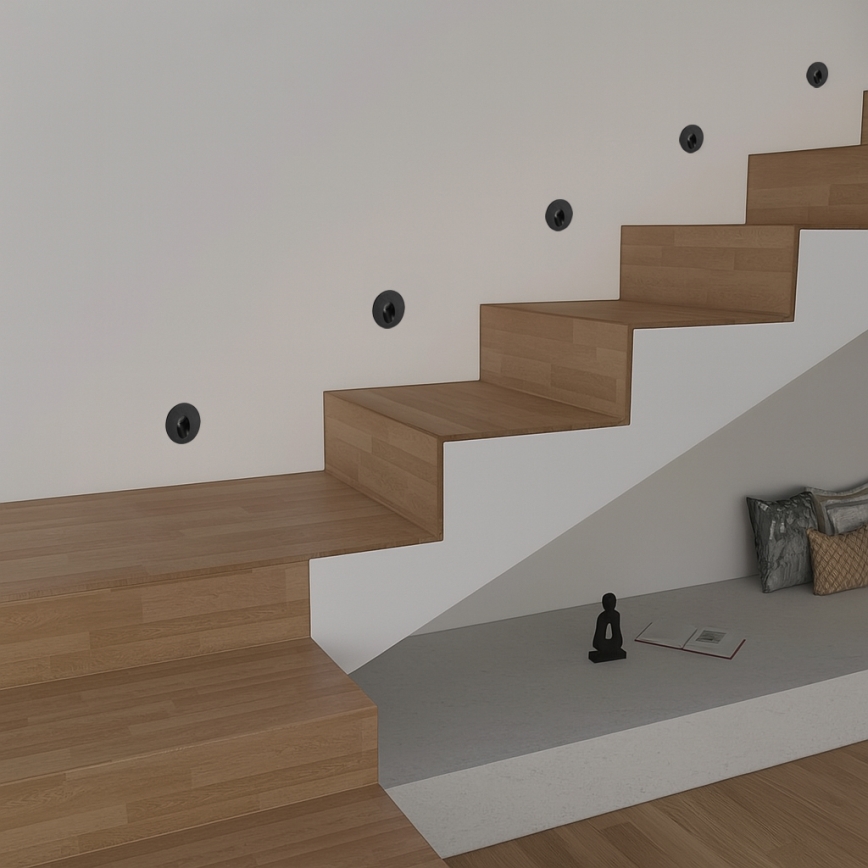 Brilagi - LED lauko įleidžiamas šviestuvas STAIRDOT LED/2W/230V juodas IP65 apvalus