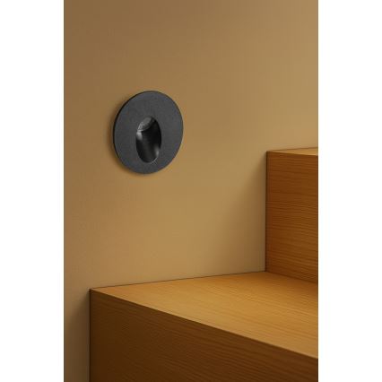 Brilagi - LED lauko įleidžiamas šviestuvas STAIRDOT LED/2W/230V juodas IP65 apvalus