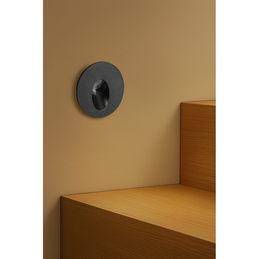 Brilagi - LED lauko įleidžiamas šviestuvas STAIRDOT LED/2W/230V juodas IP65 apvalus
