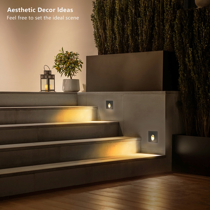 Brilagi - LED lauko įleidžiamas šviestuvas STAIRDOT LED/2W/230V juodas IP65 kampuotas